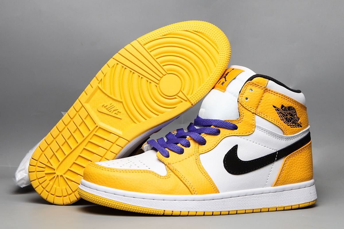 2019 Air Jordan 1 GS Retro Yellow White Purple Shoes